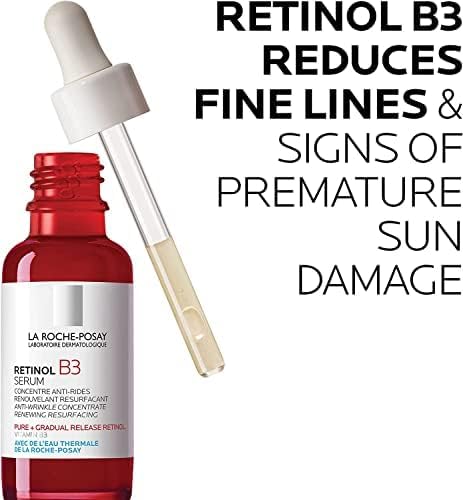 La Roche-Posay Roche Posay Pure Retinol Face Serum with Vitamin B3. Anti Aging Face Serum for Lines, Wrinkles & Premature Sun Damage to Resurface & Hydrate. Suitable for Sensitive Skin, 1.0 Fl. Oz