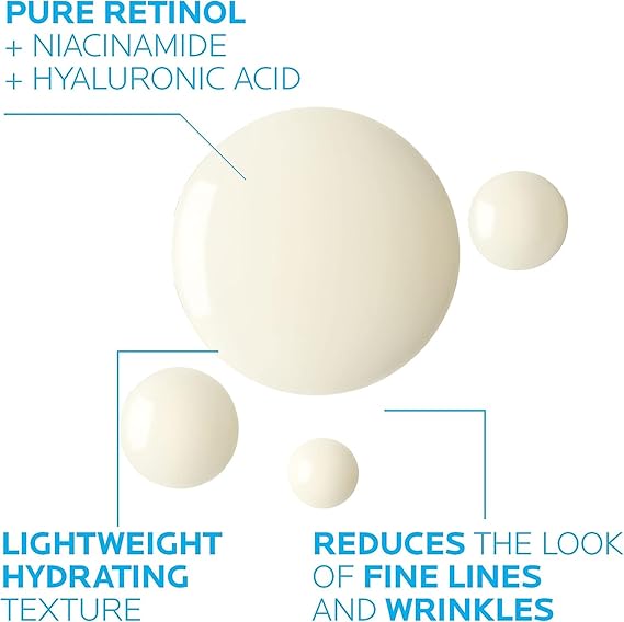 La Roche-Posay Roche Posay Pure Retinol Face Serum with Vitamin B3. Anti Aging Face Serum for Lines, Wrinkles & Premature Sun Damage to Resurface & Hydrate. Suitable for Sensitive Skin, 1.0 Fl. Oz